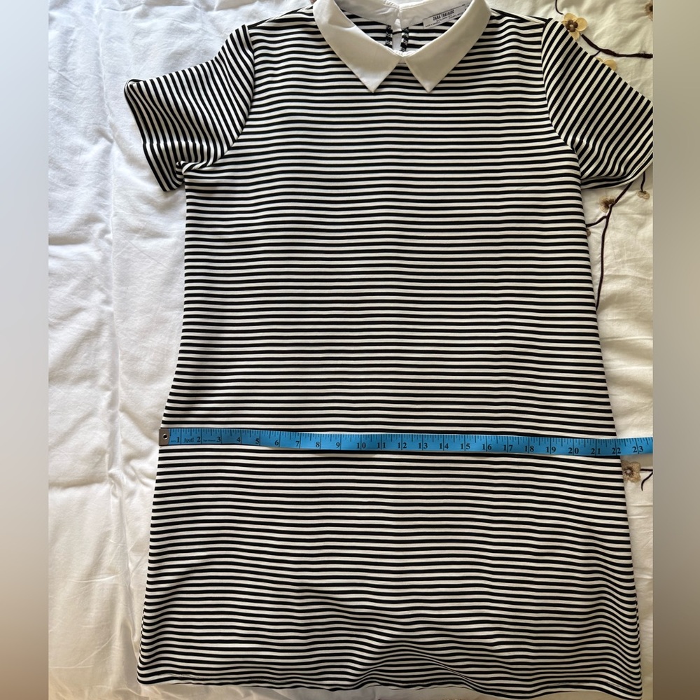 Zara Striped Short Sleeve Mini Dress with Collar size large - Picture 8 of 9